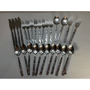 Northland Stainless Steel Flatware 25pc Japan MCM Textured Swirl Pattern